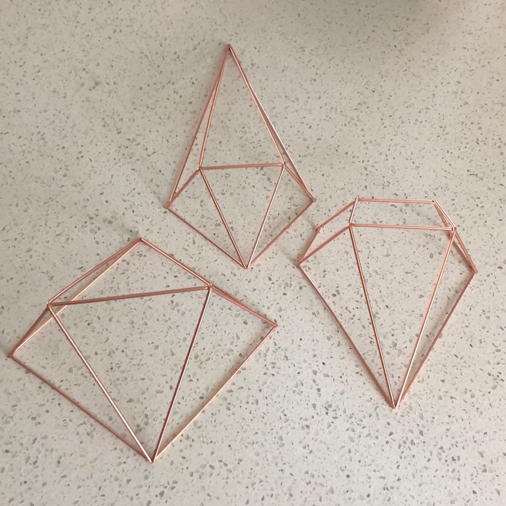 2 of 2 sets available: Rose gold geometric shapes